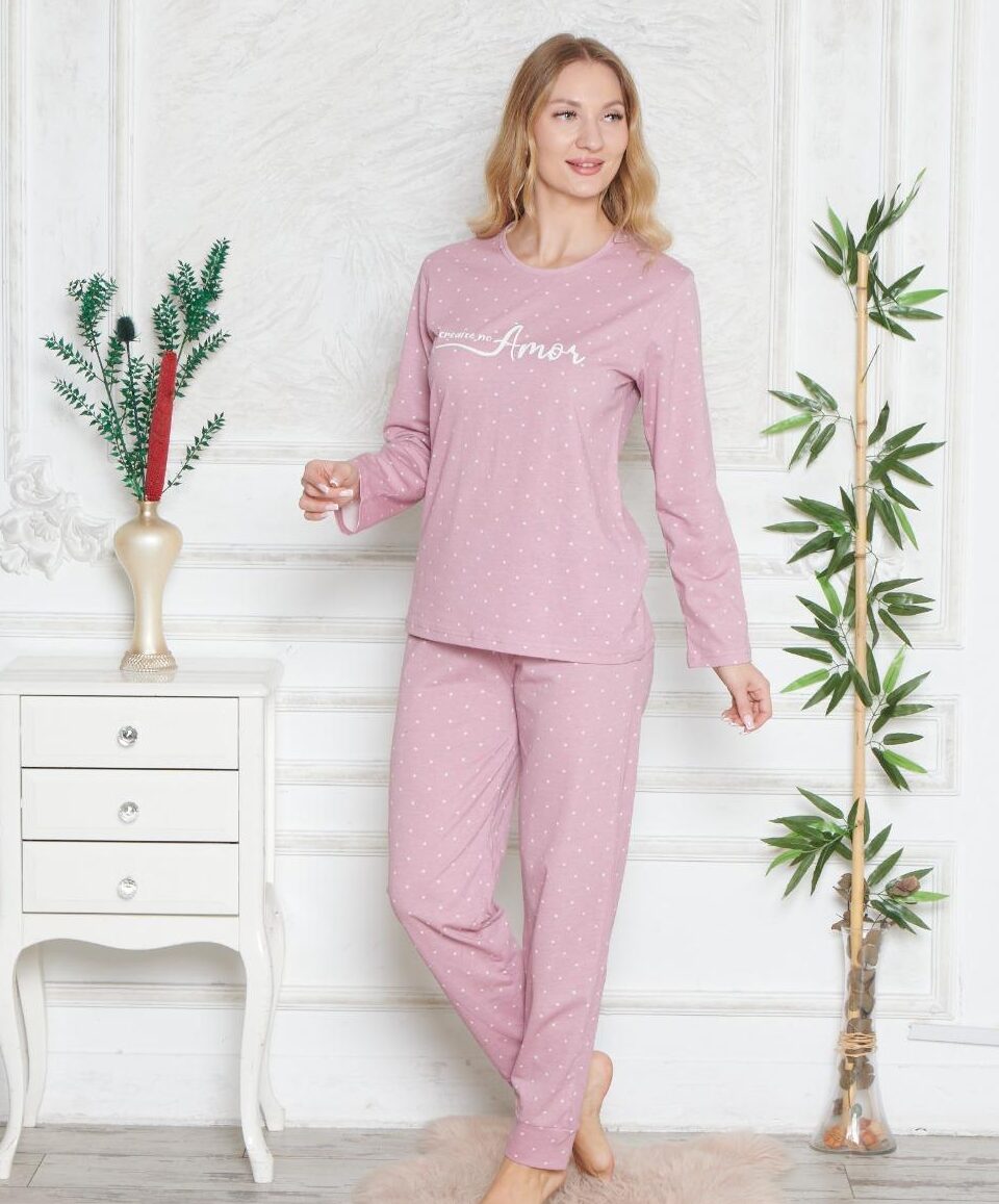 Piżama Damska Długi Rękaw Długie Spodnie Ściągacze Morella GOLD kod: GD-4-015 Rozmiar; M-L-XL-2XL