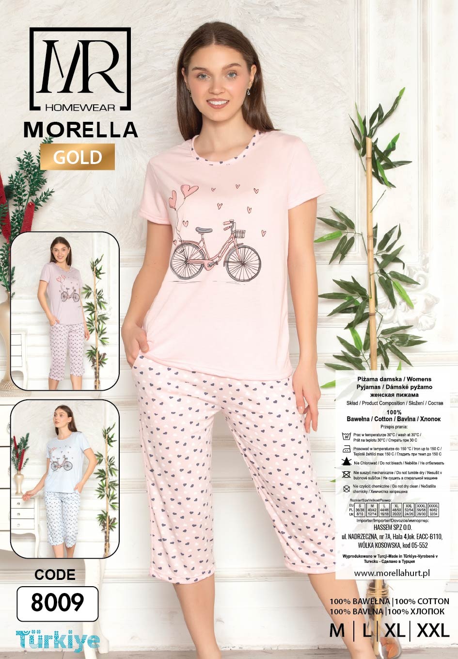 Piżama Damska Krótki Rękaw Spodnie 3/4 Morella GOLD kod;8009-2 Rozmiar; M-L-XL-2XL - zdjęcie 2