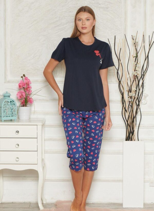 Piżama Damska Krótki Rękaw Spodnie 3/4 Morella GOLD kod;GD-1-1001 Rozmiar; M-L-XL-2XL - zdjęcie 3