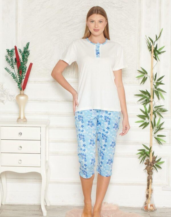 Piżama Damska Krótki Rękaw Spodnie 3/4 Morella GOLD kod;GD-1-1006-1 Rozmiar; M-L-XL-2XL - zdjęcie 3