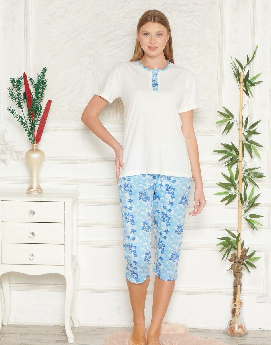 Piżama Damska Krótki Rękaw Spodnie 3/4 Morella GOLD kod;GD-1-1006-1 Rozmiar; M-L-XL-2XL - zdjęcie 1