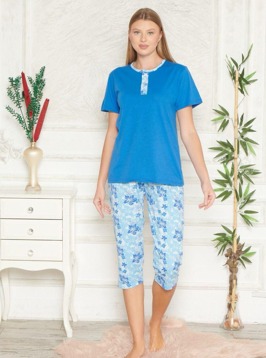 Piżama Damska Krótki Rękaw Spodnie 3/4 Morella GOLD kod;GD-1-1006 Rozmiar; M-L-XL-2XL