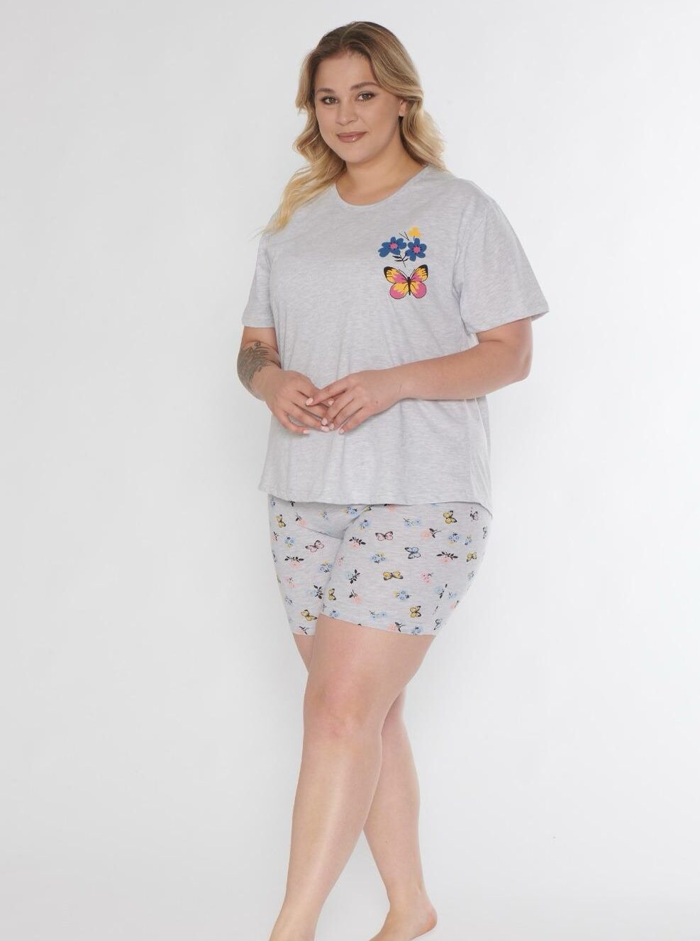 Piżama Damska Krótki Rękaw Szorty Morella GOLD Duże Rozmiary kod;GD-1-5002-1 Rozmiar; 1XL-2XL-3XL-4XL