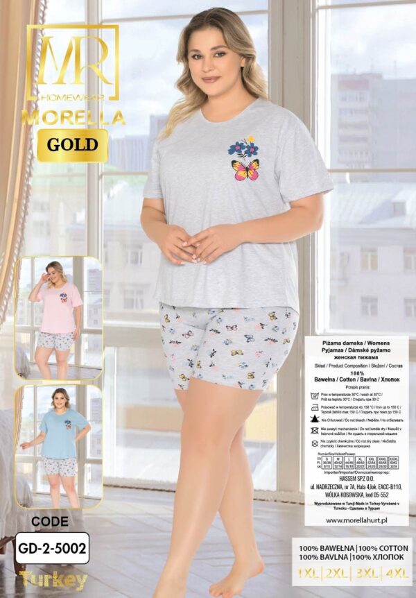Piżama Damska Krótki Rękaw Szorty Morella GOLD Duże Rozmiary kod;GD-1-5002-2 Rozmiar; 1XL-2XL-3XL-4XL - zdjęcie 4