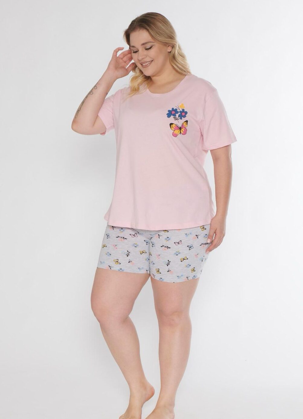 Piżama Damska Krótki Rękaw Szorty Morella GOLD Duże Rozmiary kod;GD-1-5002 Rozmiar; 1XL-2XL-3XL-4XL