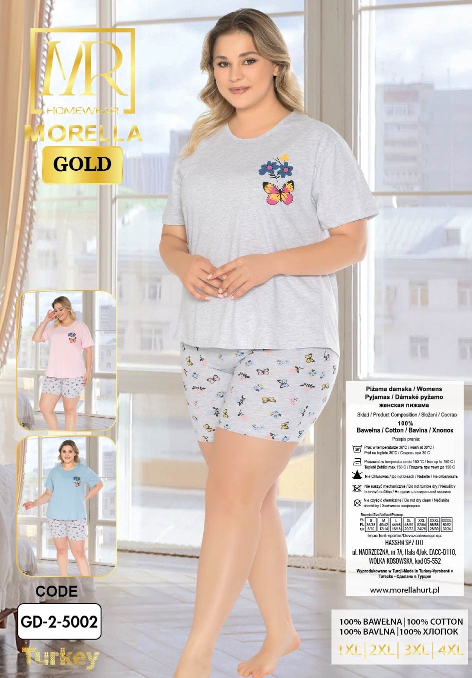 Piżama Damska Krótki Rękaw Szorty Morella GOLD Duże Rozmiary kod;GD-1-5002 Rozmiar; 1XL-2XL-3XL-4XL - zdjęcie 2
