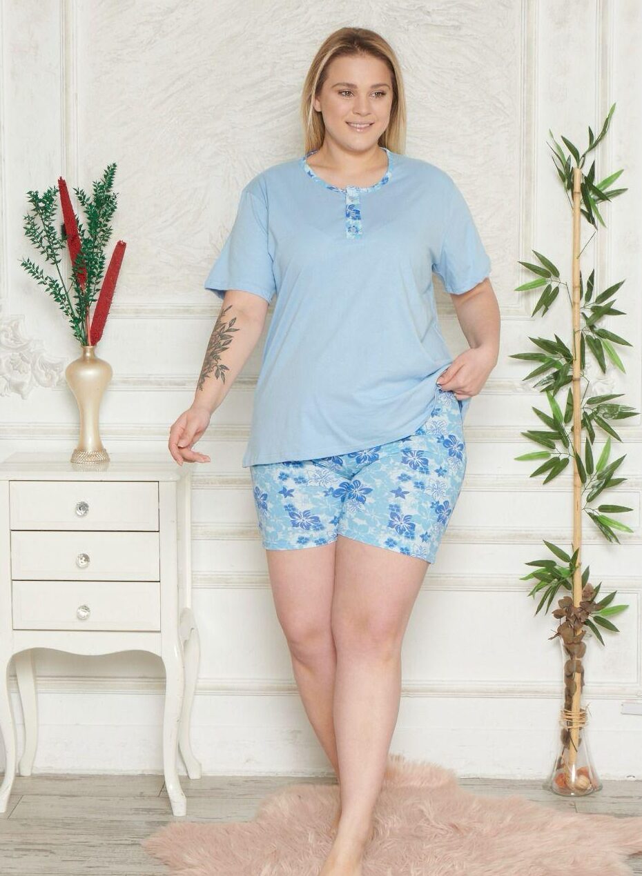 Piżama Damska Krótki Rękaw Szorty Morella GOLD Duże Rozmiary kod;GD-1-5000-2 Rozmiar; 1XL-2XL-3XL-4XL