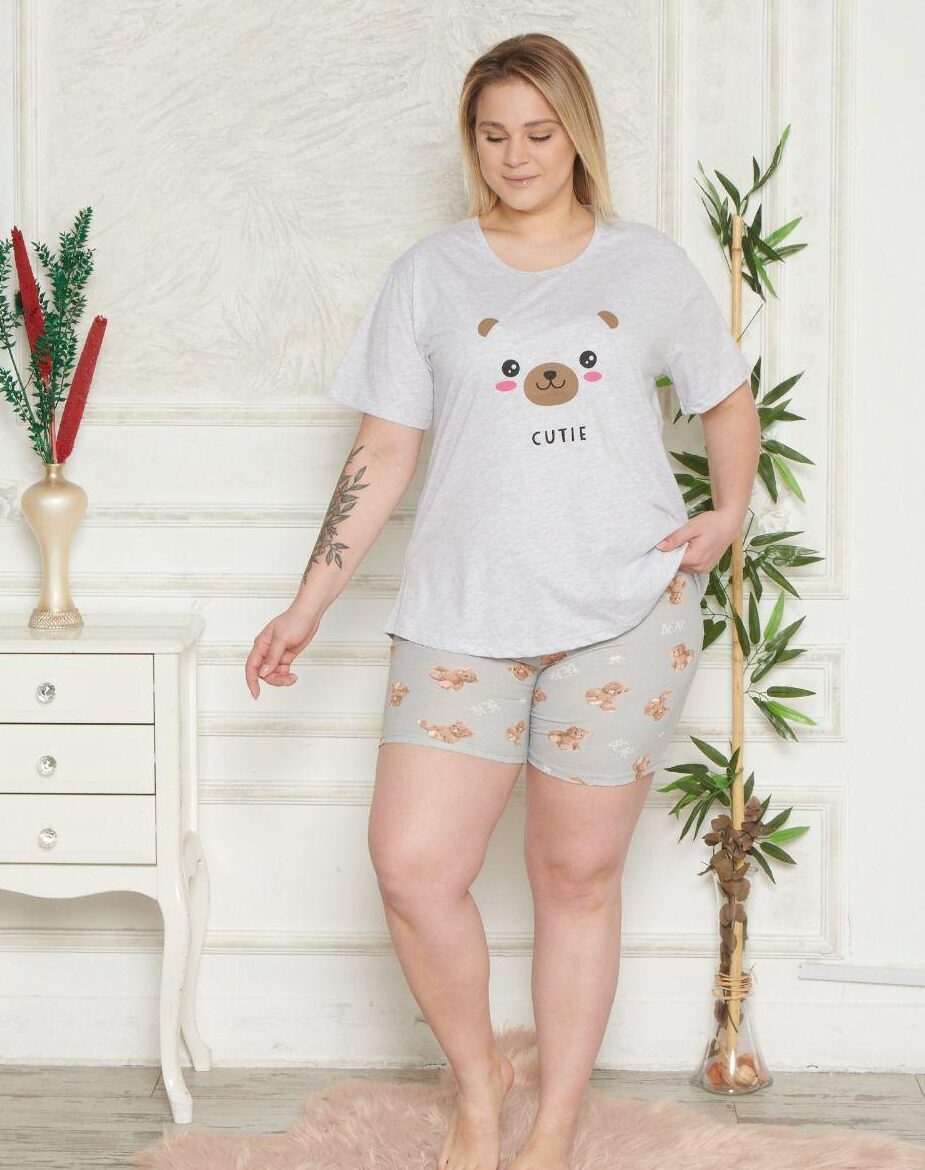 Piżama Damska Krótki Rękaw Szorty Morella GOLD Duże Rozmiary kod;GD-1-5001-1 Rozmiar; 1XL-2XL-3XL-4XL - zdjęcie 1