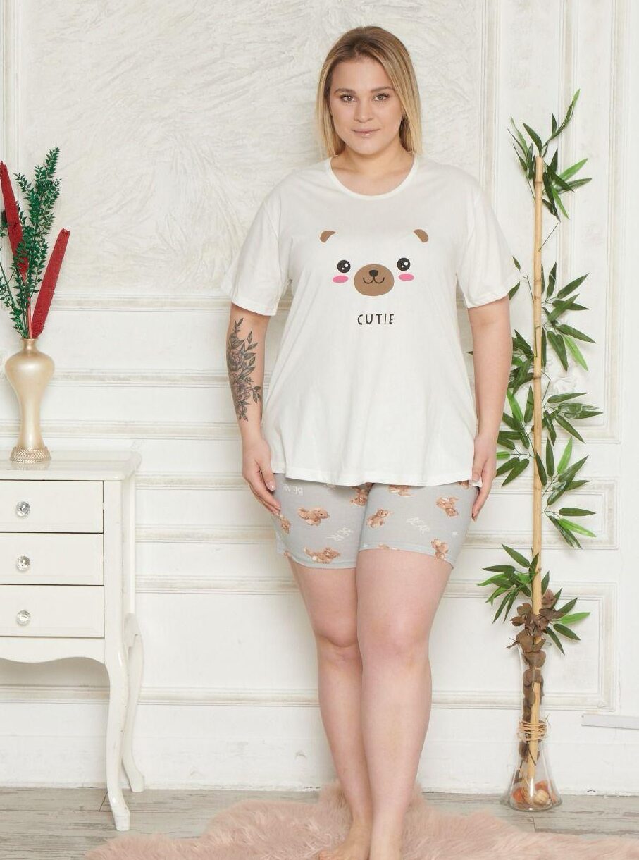 Piżama Damska Krótki Rękaw Szorty Morella GOLD Duże Rozmiary kod;GD-1-5001-2 Rozmiar; 1XL-2XL-3XL-4XL - zdjęcie 1