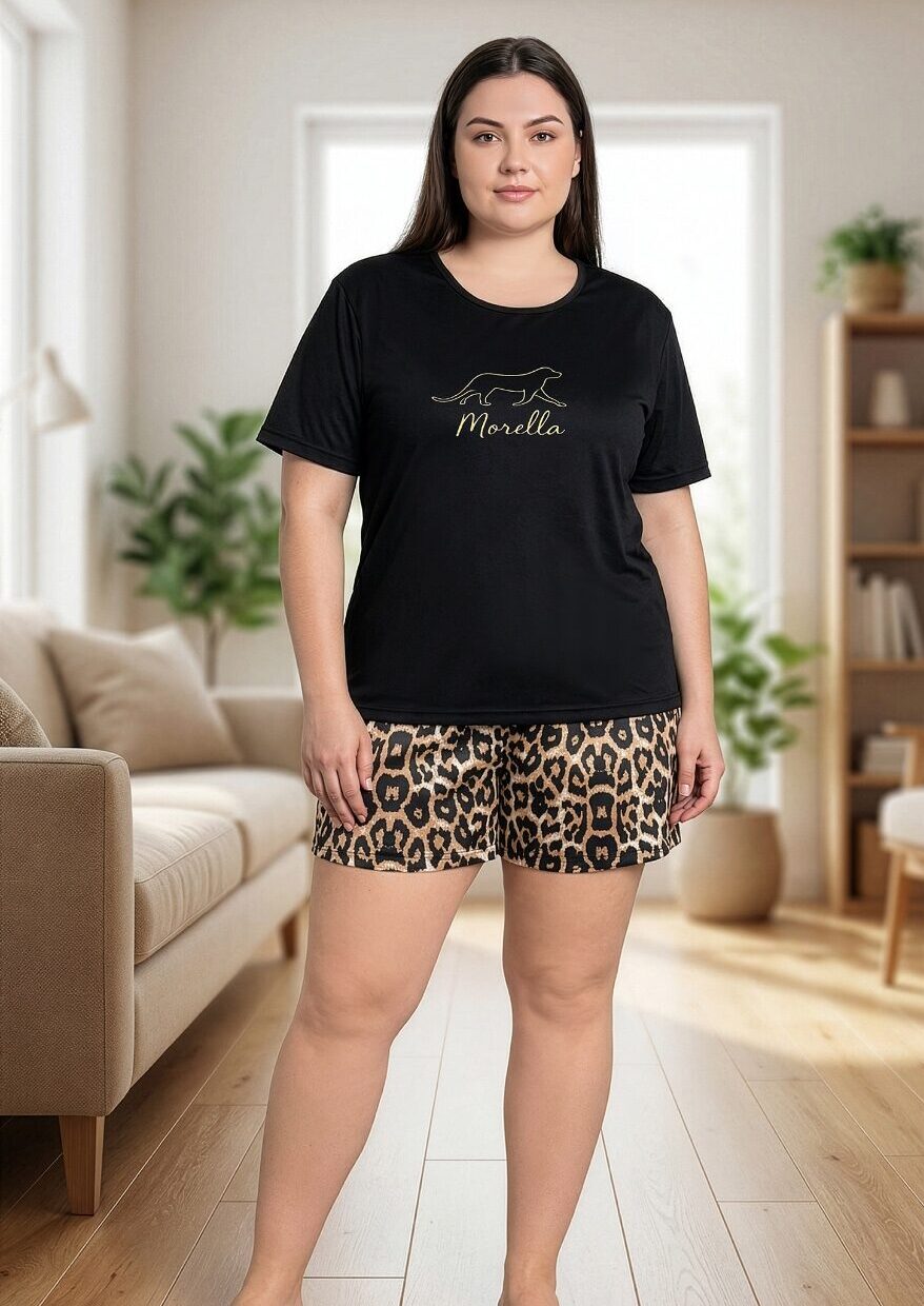 Piżama Damska Krótki Rękaw Szorty Morella GOLD Duże Rozmiary kod;GD-2-5006Rozmiar; 1XL-2XL-3XL-4XL