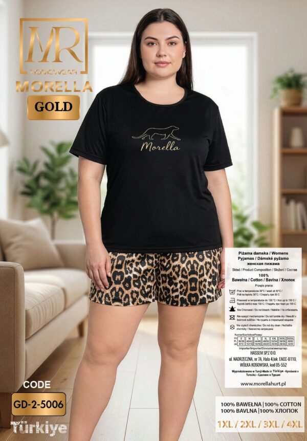 Piżama Damska Krótki Rękaw Szorty Morella GOLD Duże Rozmiary kod;GD-2-5006Rozmiar; 1XL-2XL-3XL-4XL - zdjęcie 6