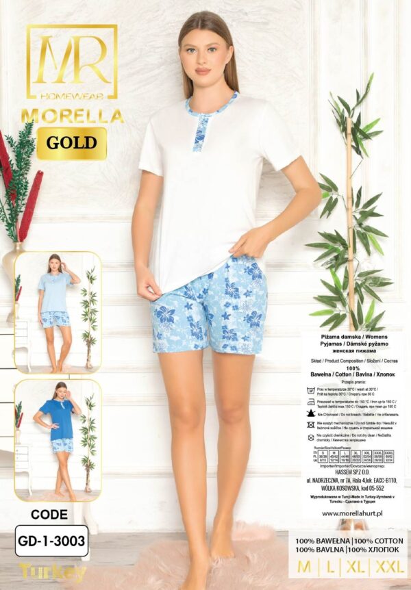Piżama Damska Krótki Rękaw Szorty Morella GOLD kod;GD-1-3003 Rozmiar; M-L-XL-2XL - zdjęcie 6