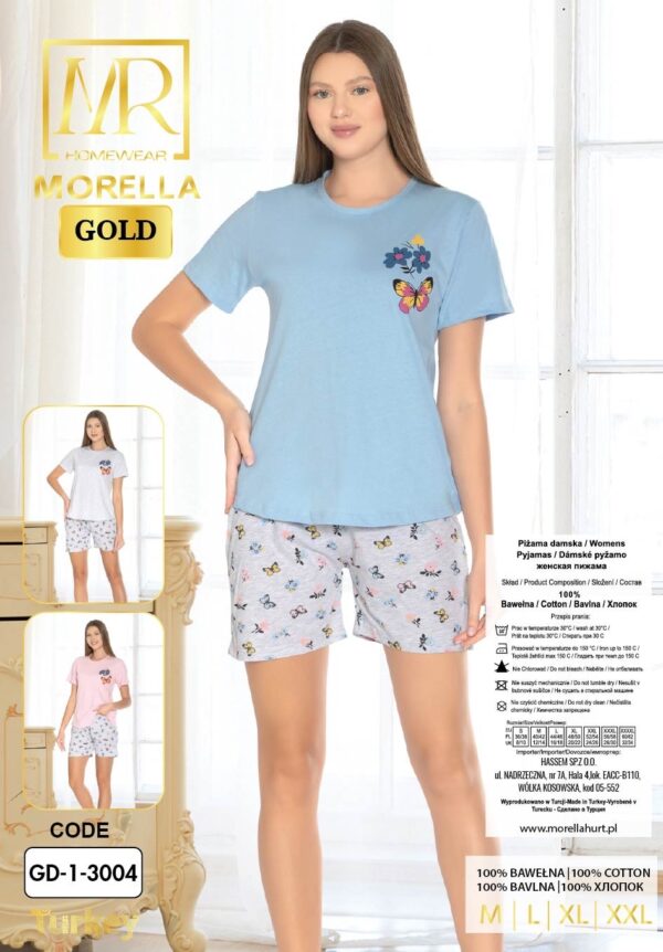 Piżama Damska Krótki Rękaw Szorty Morella GOLD kod;GD-1-3004-2 Rozmiar; M-L-XL-2XL - zdjęcie 4