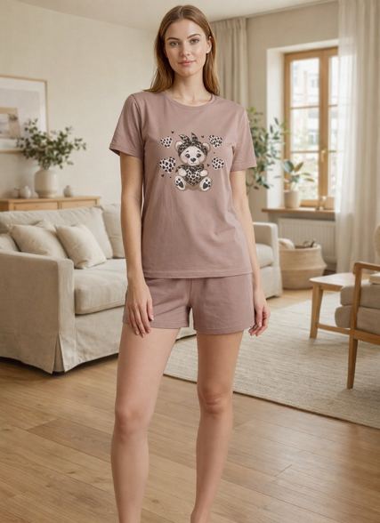 Piżama Damska Krótki Rękaw Szorty MORELLA GOLD kod;GD-1-3010 Rozmiar; S-M-L-XL-2XL - zdjęcie 1