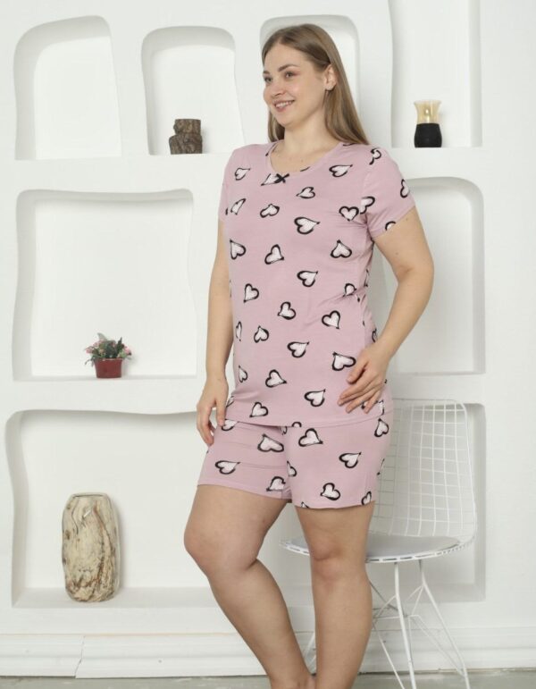 Piżama Damska Krótkie Spodenki z Wiskozy Duże Rozmiary Morella PREMIUM Kod;22002 Rozmiar; 2XL-3XL-4XL - zdjęcie 2