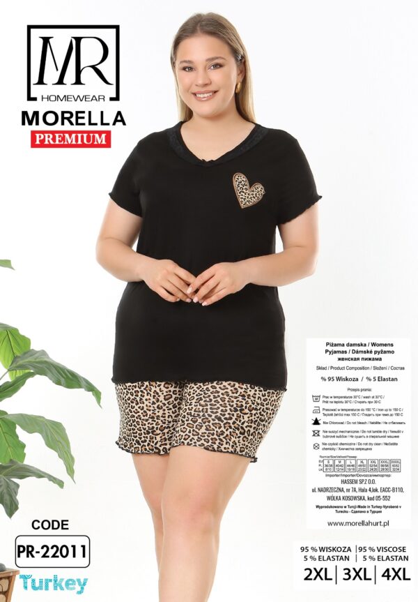 Piżama Damska Krótkie Spodenki z Wiskozy Duże Rozmiary Morella PREMIUM Kod;PR-22011 Rozmiar; 2XL-3XL-4XL - zdjęcie 4