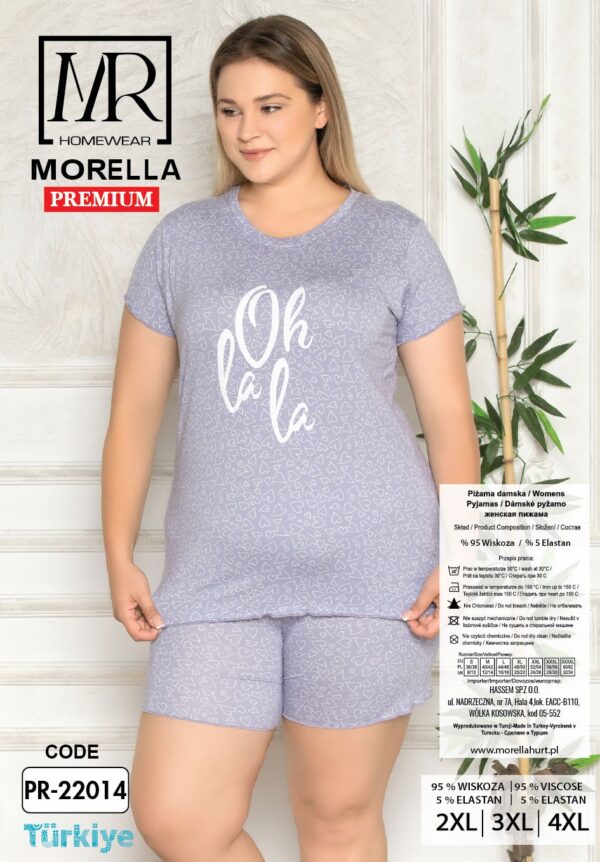 Piżama Damska Krótkie Spodenki z Wiskozy Duże Rozmiary Morella PREMIUM Kod;PR-22014 Rozmiar; 2XL-3XL-4XL - zdjęcie 4