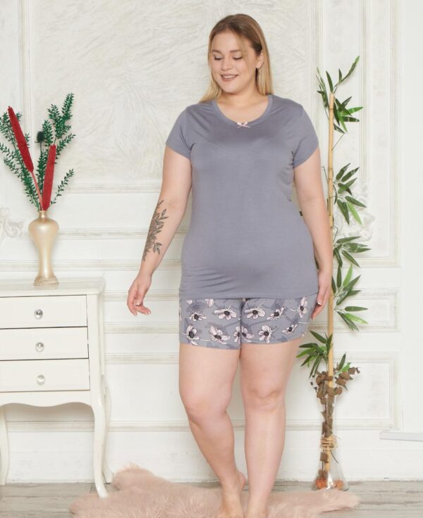 Piżama Damska Krótkie Spodenki z Wiskozy Duże Rozmiary Morella PREMIUM Kod;PR-22012 Rozmiar; 2XL-3XL-4XL - zdjęcie 4