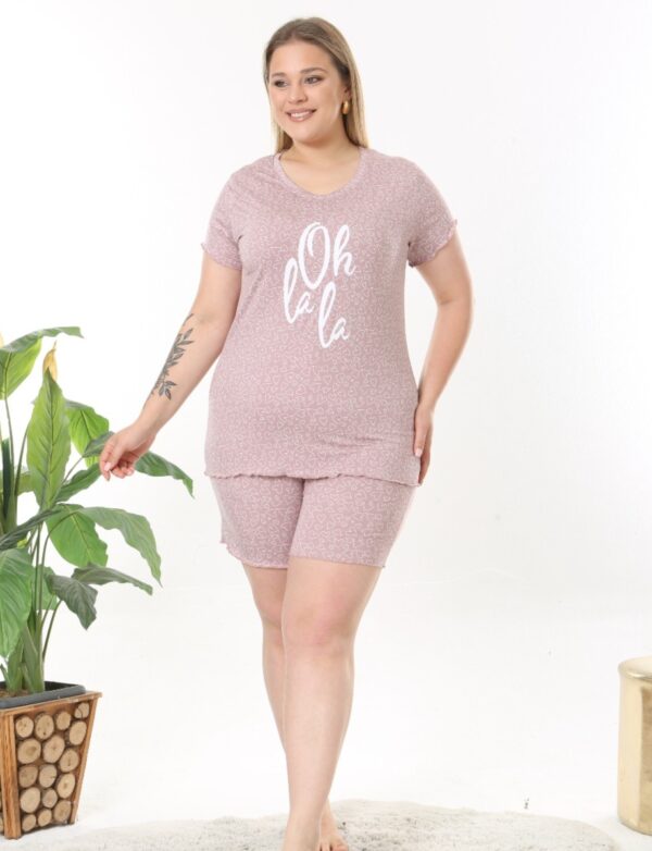 Piżama Damska Krótkie Spodenki z Wiskozy Duże Rozmiary Morella PREMIUM Kod;PR-22010 Rozmiar; 2XL-3XL-4XL - zdjęcie 3