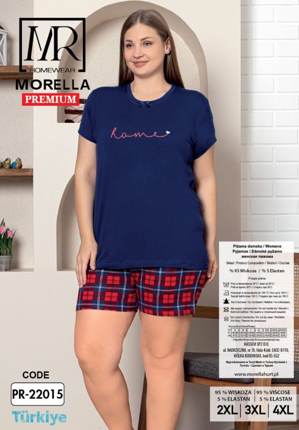 Piżama Damska Krótkie Spodenki z Wiskozy Duże Rozmiary Morella PREMIUM Kod;PR-22015 Rozmiar; 2XL-3XL-4XL - zdjęcie 4