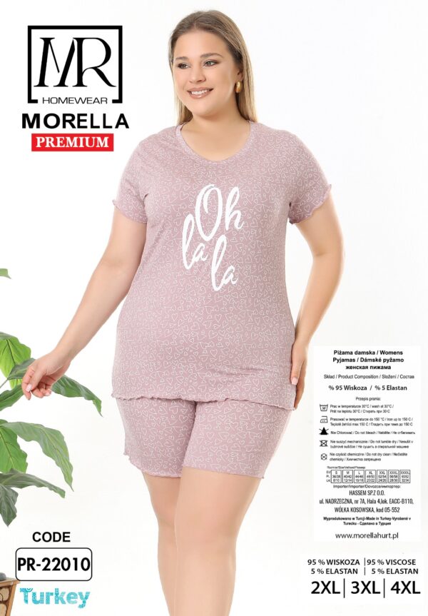 Piżama Damska Krótkie Spodenki z Wiskozy Duże Rozmiary Morella PREMIUM Kod;PR-22010 Rozmiar; 2XL-3XL-4XL - zdjęcie 4