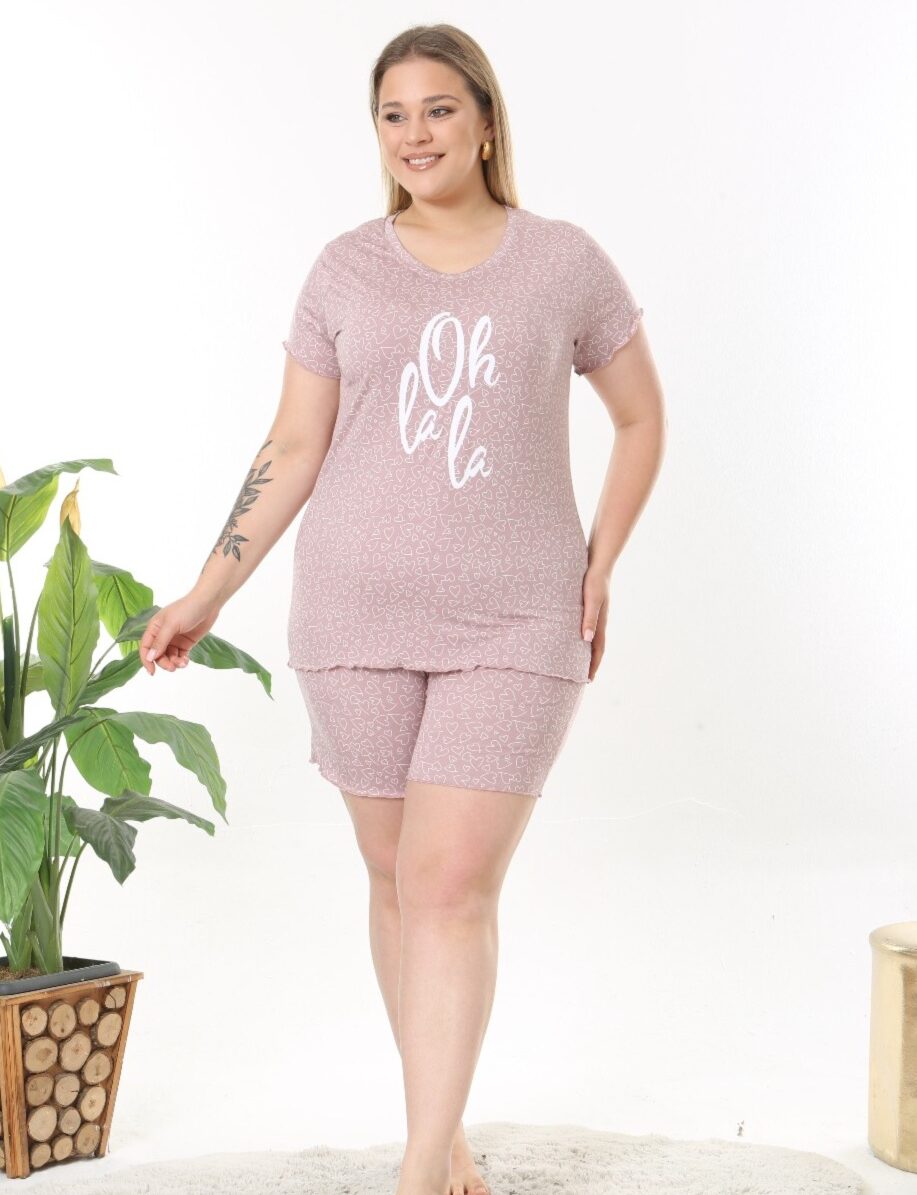 Piżama Damska Krótkie Spodenki z Wiskozy Duże Rozmiary Morella PREMIUM Kod;PR-22010 Rozmiar; 2XL-3XL-4XL - zdjęcie 1