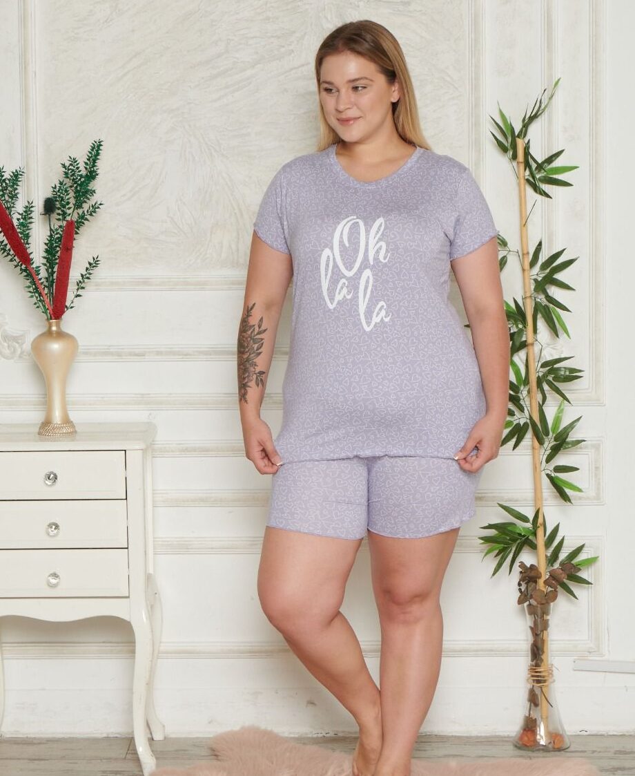 Piżama Damska Krótkie Spodenki z Wiskozy Duże Rozmiary Morella PREMIUM Kod;PR-22014 Rozmiar; 2XL-3XL-4XL - zdjęcie 1