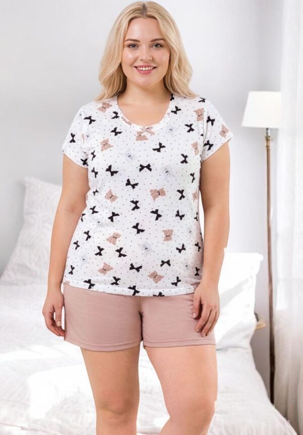Piżama Damska Krótkie Spodenki z Wiskozy Duże Rozmiary Morella PREMIUM Kod;PR-22018 Rozmiar; 2XL-3XL-4XL - zdjęcie 3