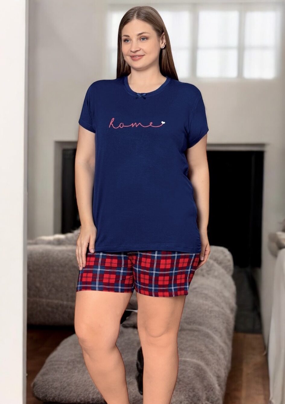 Piżama Damska Krótkie Spodenki z Wiskozy Duże Rozmiary Morella PREMIUM Kod;PR-22015 Rozmiar; 2XL-3XL-4XL - zdjęcie 1