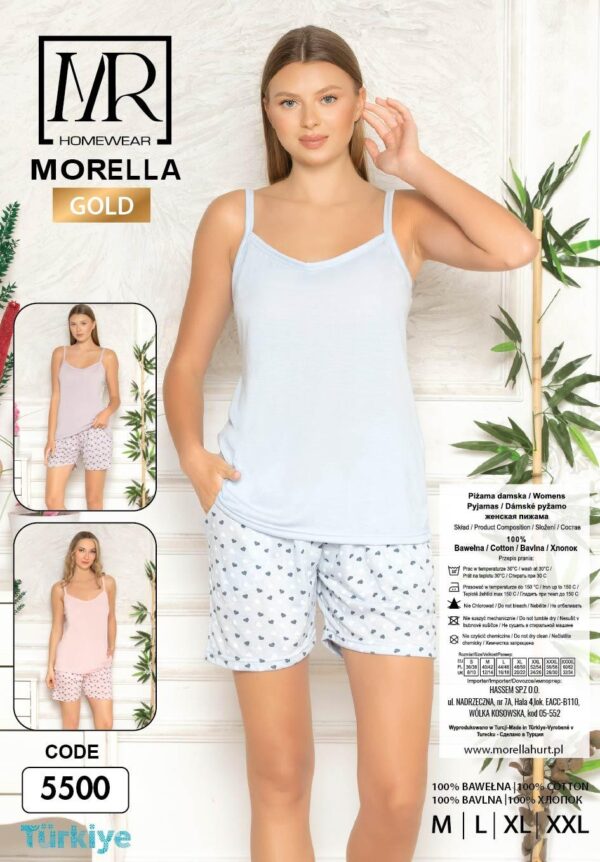 Piżama Damska Ramiączka Szorty Morella GOLD kod;5500-1 Rozmiar; M-L-XL-2XL - zdjęcie 4