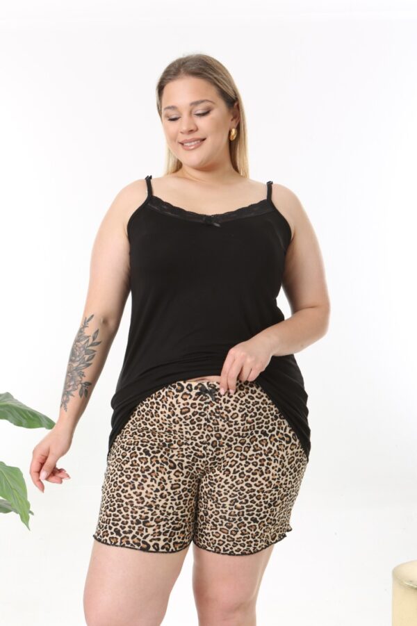 Piżama Damska Ramiączka Szorty z Wiskozy Duże Rozmiary Morella PREMIUM Kod;PR-23100 Rozmiar; 2XL-3XL-4XL - zdjęcie 6