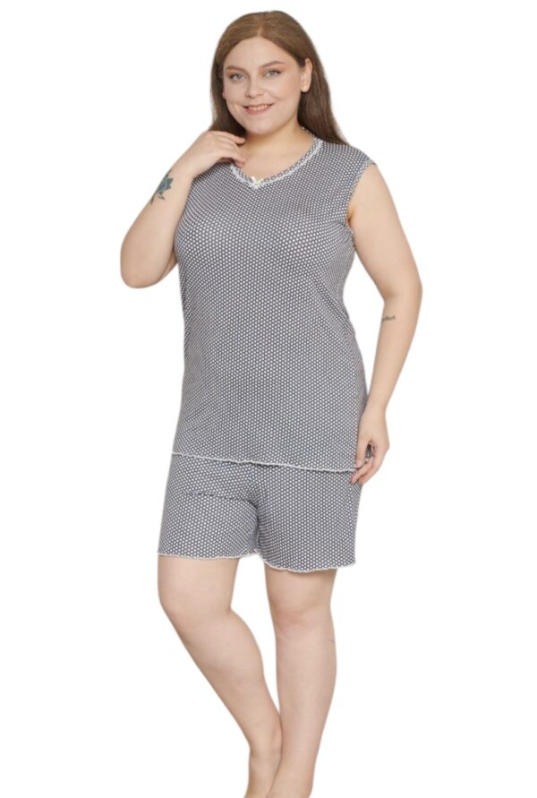 Piżama Damska Szerokie Ramiączka Szorty z Wiskozy Duże Rozmiary Morella PREMIUM Kod;PR-22007 Rozmiar; 2XL-3XL-4XL - zdjęcie 3