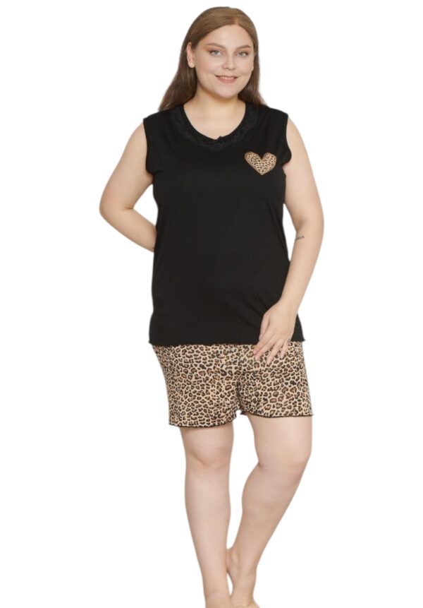 Piżama Damska Szerokie Ramiączka Szorty z Wiskozy Duże Rozmiary Morella PREMIUM Kod;PR-22008 Rozmiar; 2XL-3XL-4XL - zdjęcie 3