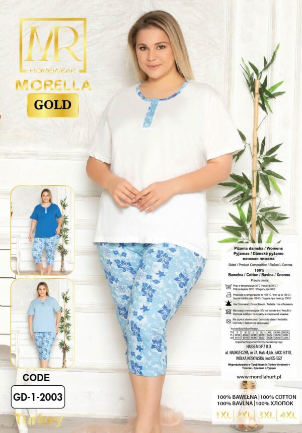 Piżama Damska z Bawełny Morella GOLD Duże Rozmiary kod;GD-1-2003-1 Rozmiar; 1XL-2XL-3XL-4XL - zdjęcie 4