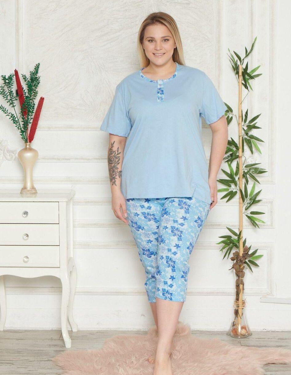 Piżama Damska z Bawełny Morella GOLD Duże Rozmiary kod;GD-1-2003-2 Rozmiar; 1XL-2XL-3XL-4XL