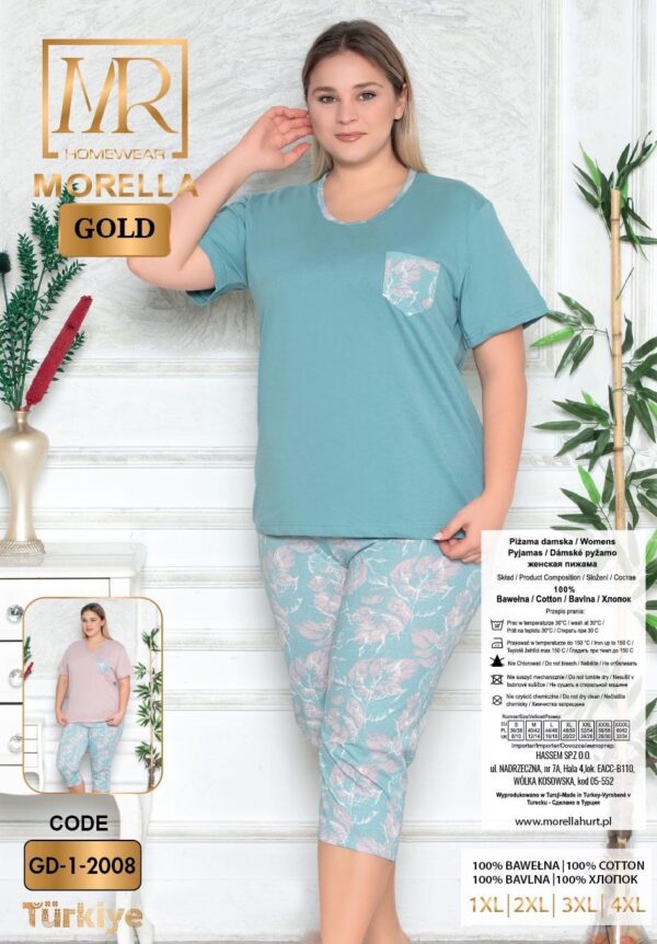 Piżama Damska z Bawełny Morella GOLD Duże rozmiary kod;GD-1-2008 Rozmiar; 1XL-2XL-3XL-4XL - zdjęcie 4