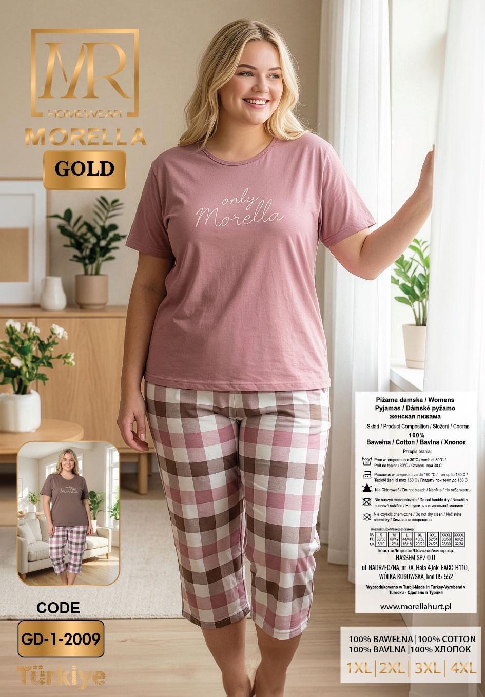 Piżama Damska z Bawełny Morella GOLD Duże Rozmiary kod;GD-1-2009-1 Rozmiar; 1XL-2XL-3XL-4XL - zdjęcie 2