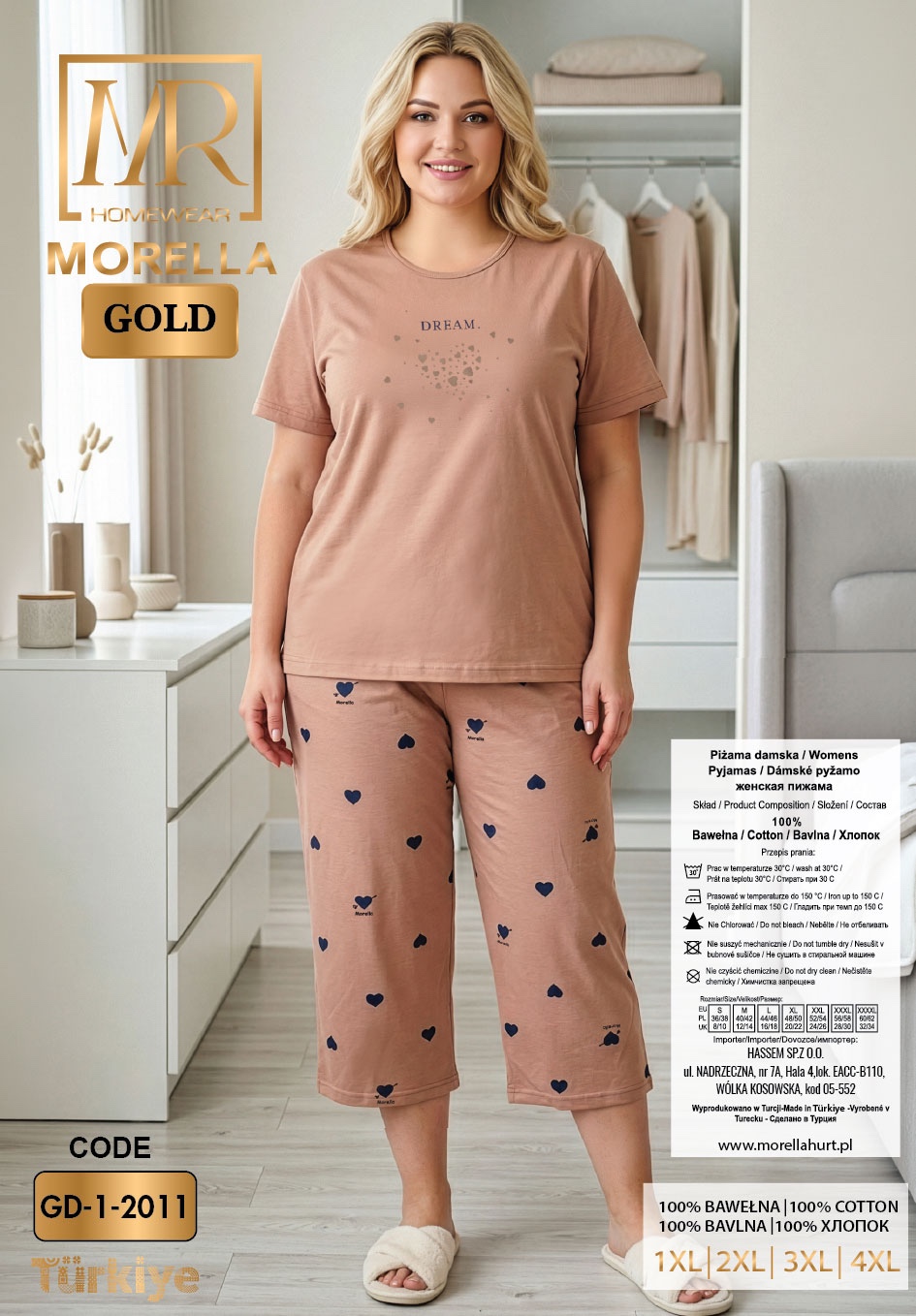 Piżama Damska z Bawełny Morella GOLD Duże Rozmiary kod;GD-1-2011 Rozmiar; 1XL-2XL-3XL-4XL - zdjęcie 2