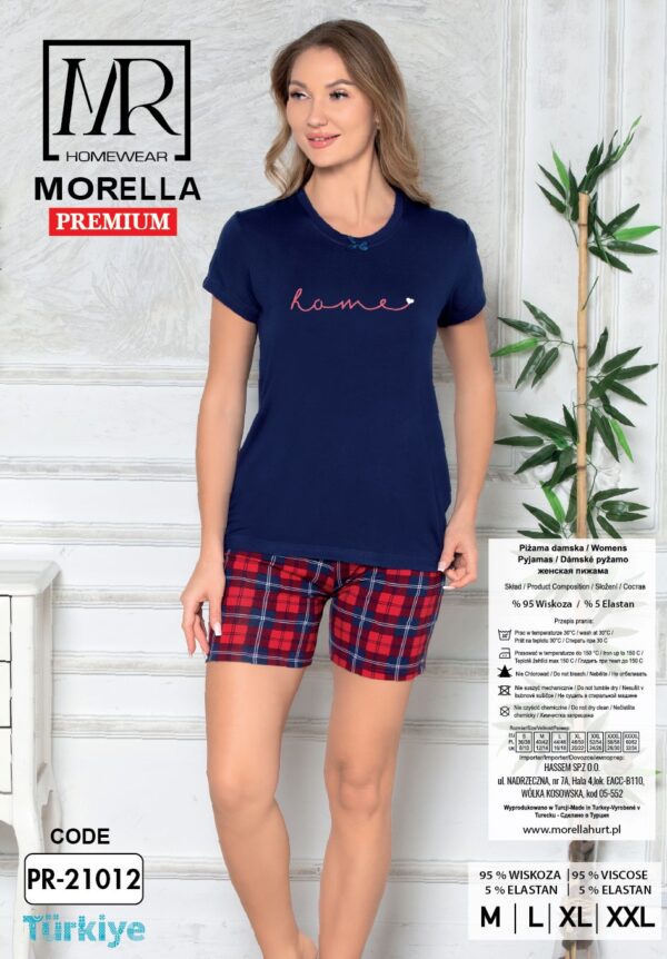 Piżama Damska z Wiskozy Krótkie Spodnie Morella PREMIUM kod;PR-21012 Rozmiar; M-L-XL-XXL - zdjęcie 4