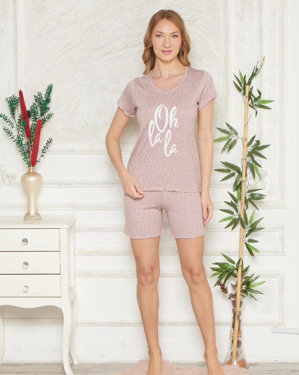 Piżama Damska z Wiskozy Krótkie Spodnie Morella PREMIUM kod;PR-21100 Rozmiar; M-L-XL-XXL - zdjęcie 1