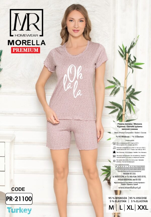 Piżama Damska z Wiskozy Krótkie Spodnie Morella PREMIUM kod;PR-21100 Rozmiar; M-L-XL-XXL - zdjęcie 4