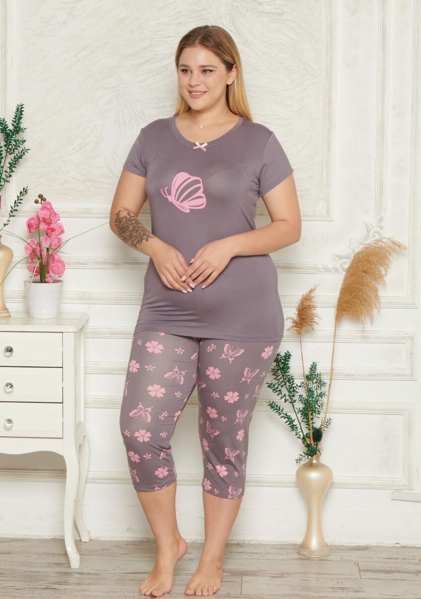 Piżama Damska z Wiskozy Morella PREMIUM Duże rozmiary kod;2004 Rozmiar; 2XL-3XL-4XL - zdjęcie 2