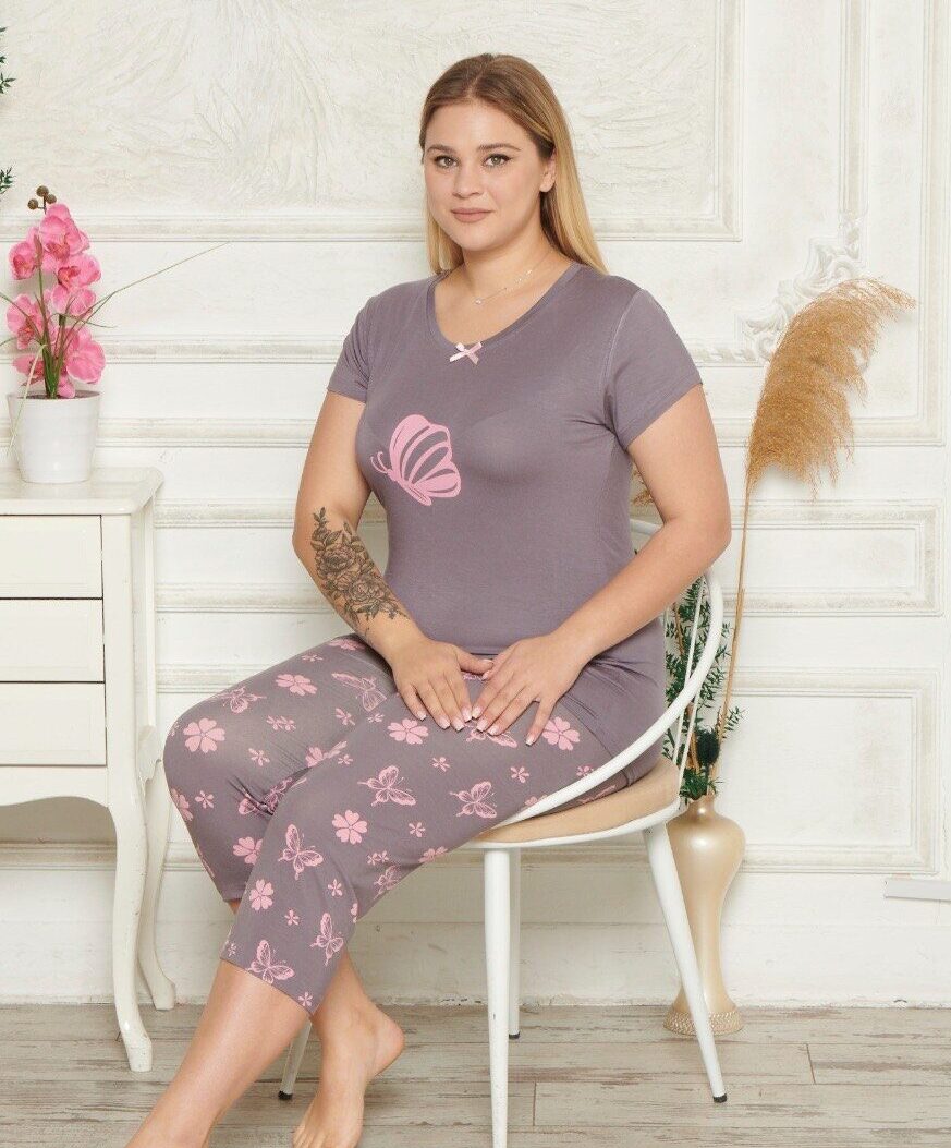 Piżama Damska z Wiskozy Morella PREMIUM Duże rozmiary kod;2004 Rozmiar; 2XL-3XL-4XL - zdjęcie 1