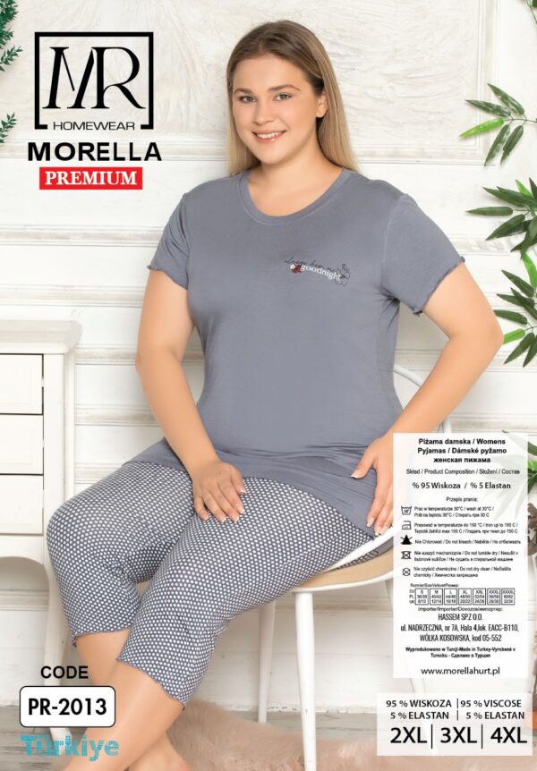 Piżama Damska z Wiskozy Morella PREMIUM Duże rozmiary kod;PR-2013 Rozmiar; 2XL-3XL-4XL - zdjęcie 4