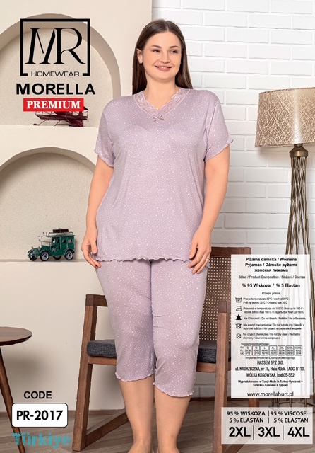 Piżama Damska z Wiskozy Morella PREMIUM Duże rozmiary kod;PR-2017 Rozmiar; 2XL-3XL-4XL - zdjęcie 2