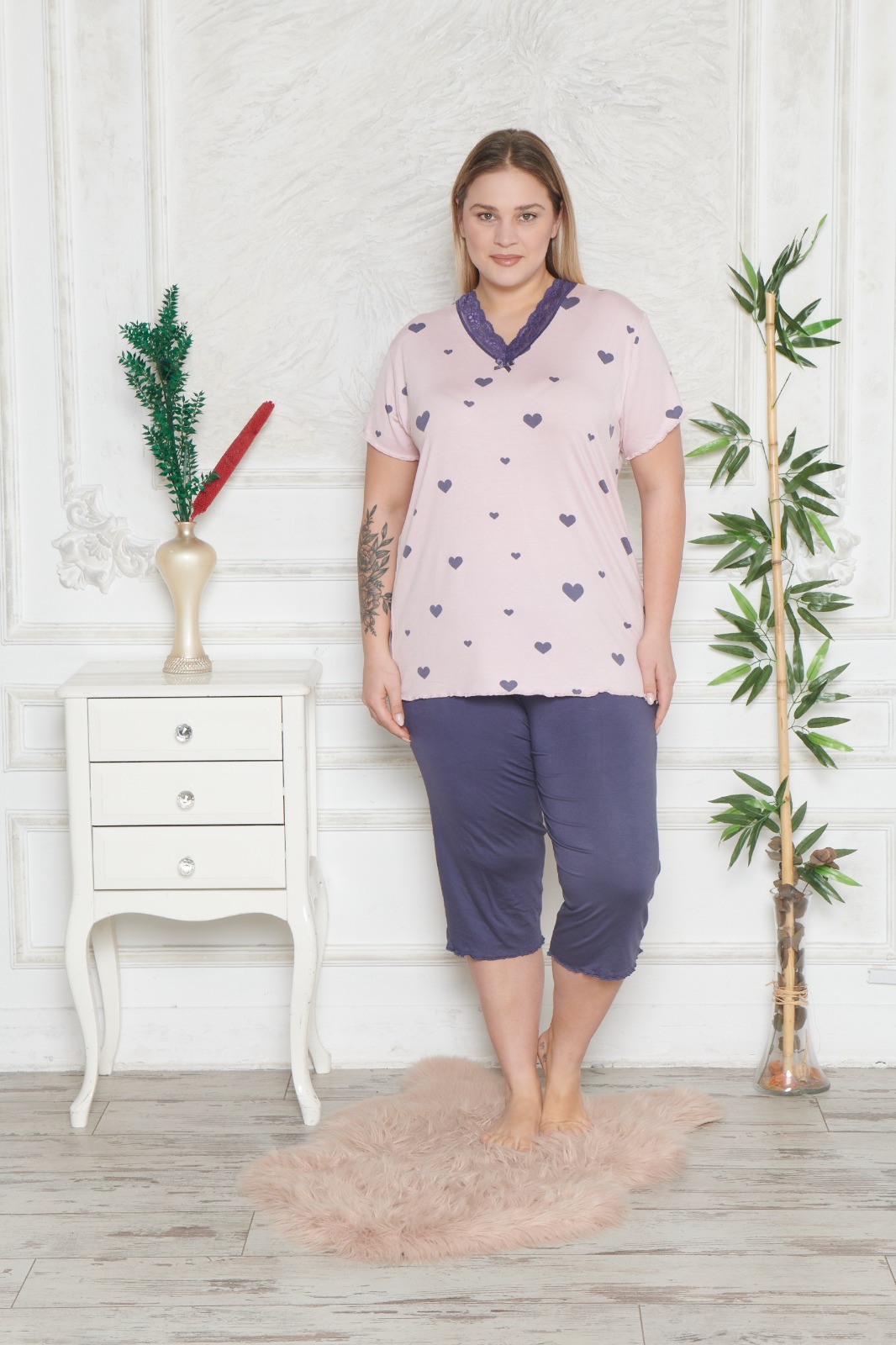 Piżama Damska z Wiskozy Morella PREMIUM Duże rozmiary kod;PR-2020 Rozmiar; 2XL-3XL-4XL - zdjęcie 3