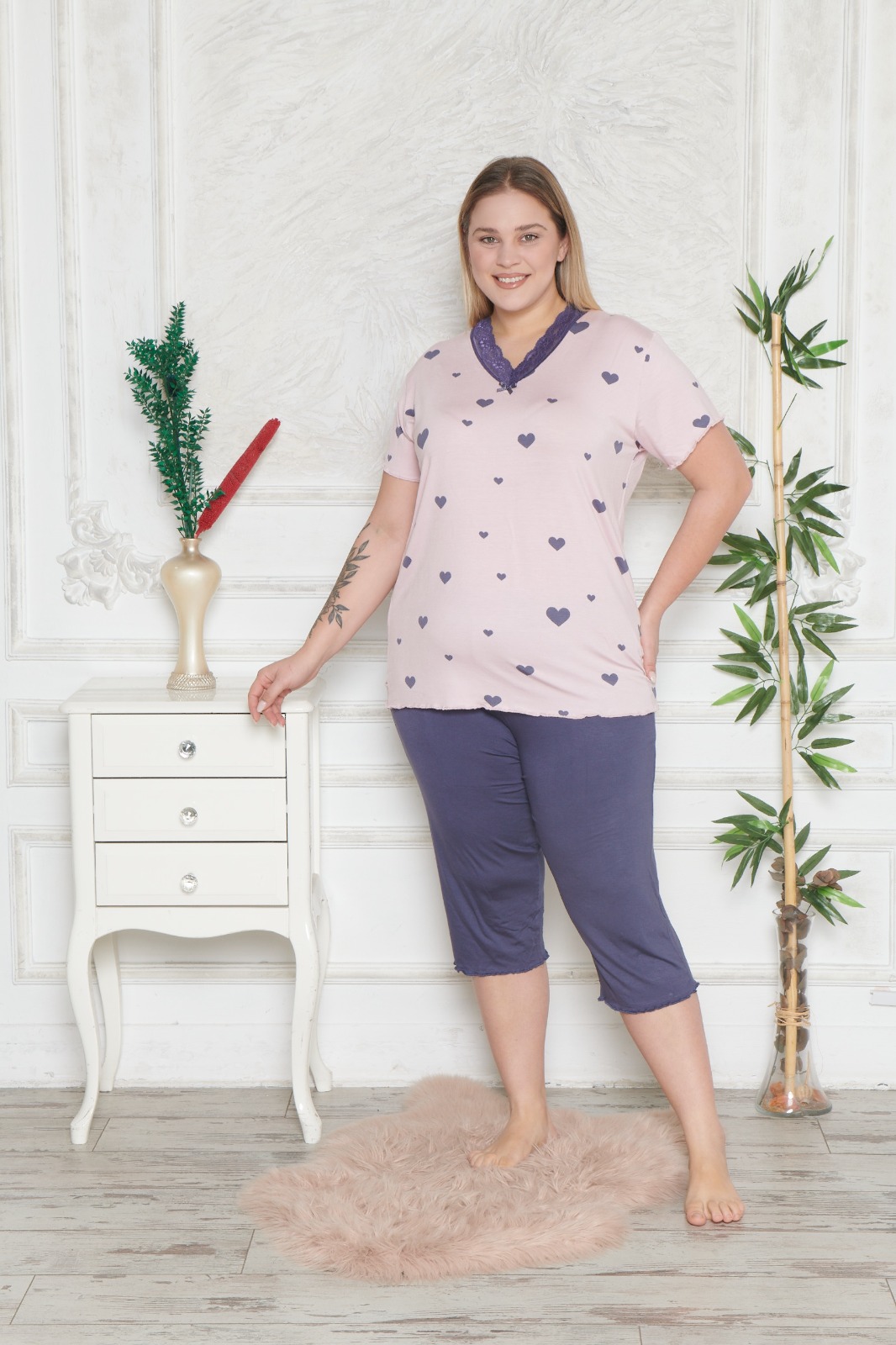 Piżama Damska z Wiskozy Morella PREMIUM Duże rozmiary kod;PR-2020 Rozmiar; 2XL-3XL-4XL - zdjęcie 4