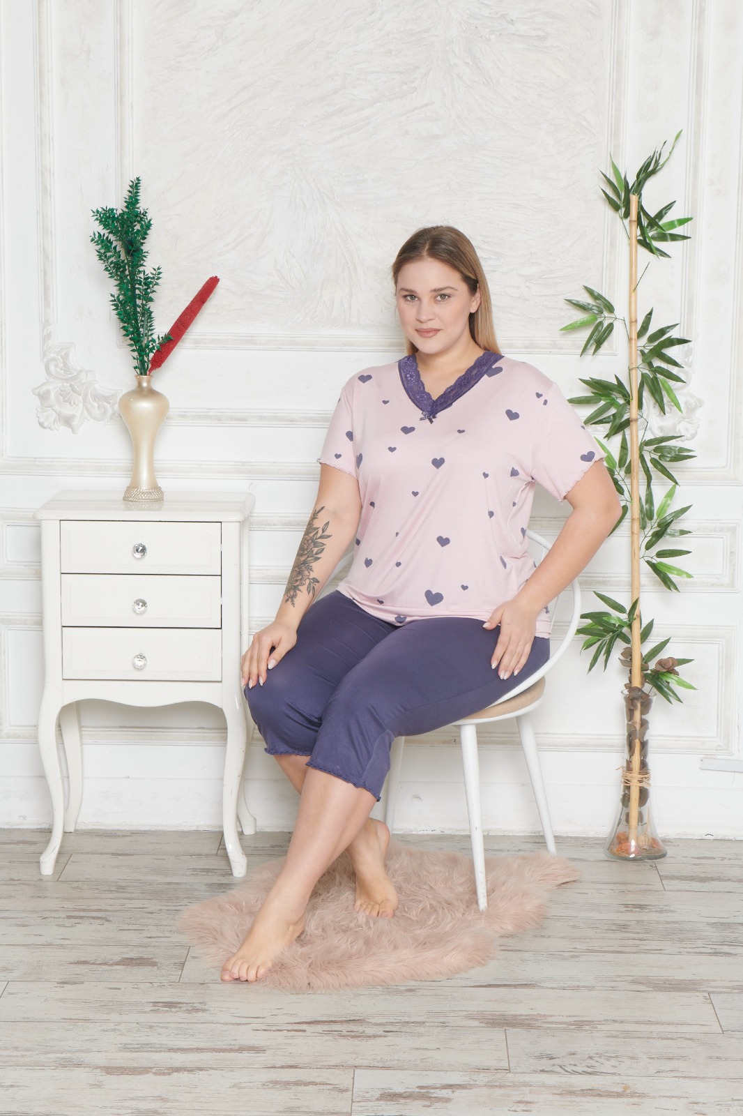 Piżama Damska z Wiskozy Morella PREMIUM Duże rozmiary kod;PR-2020 Rozmiar; 2XL-3XL-4XL - zdjęcie 5