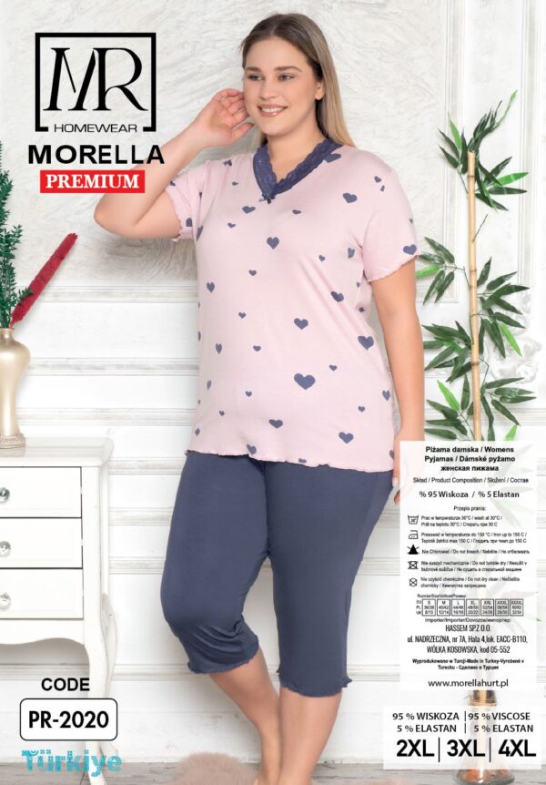 Piżama Damska z Wiskozy Morella PREMIUM Duże rozmiary kod;PR-2020 Rozmiar; 2XL-3XL-4XL - zdjęcie 7