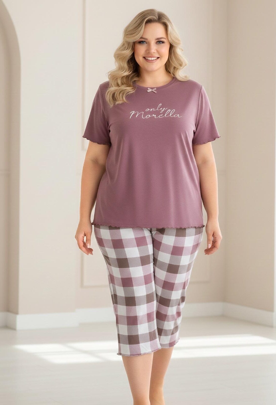 Piżama Damska z Wiskozy Morella PREMIUM Duże rozmiary kod;PR-2021 Rozmiar; 2XL-3XL-4XL